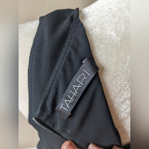 Tahari Black V Neck Back Slit Professional Dress - Picture 4 of 5